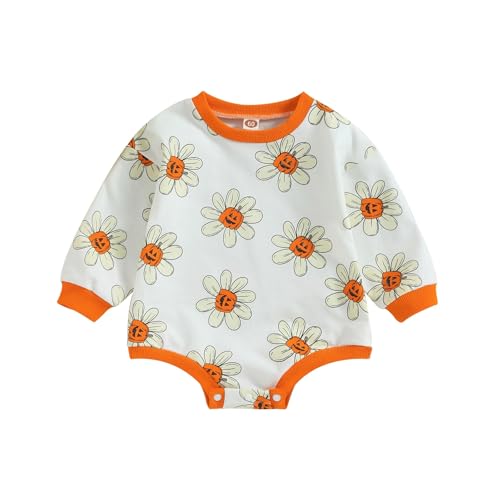 Halloween Kinder Sweatshirt Strampler Pullover Kleidungsstücke Kleinkind Baby Mädchen Jungen Halloween Outfit Sweatshirt Strampler Pullover Kleidung wojonifuiliy01-Halloween (White, 3-6 Months) von Generic