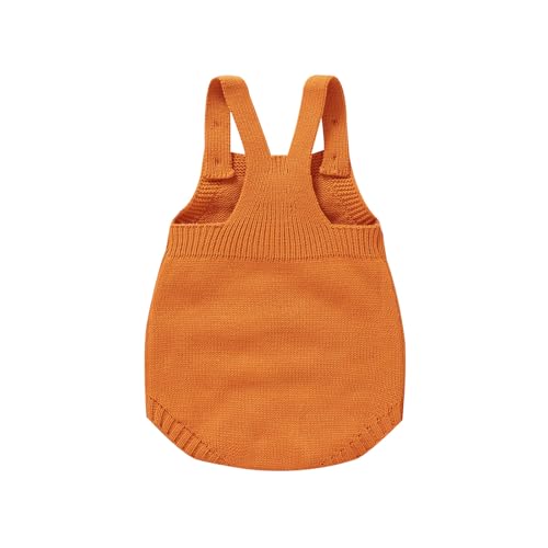 Halloween Kinder wojonifuiliy01 - Baby Rundhalsausschnitt Halloween Strickpullover Strampler Neugeborenen Bodysuit Solide Ärmellos Overall Niedlich Outfit (Orange, 1-3 Months) von Generic