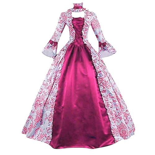 Halloween Kleid Damen Mittelalter Kleid Lang Große Größen Mittelalter Kostüm Bodenlang Barock Mittelalter Kleidung Vintage Gothic Kleid Retro Rokoko Hexenkostüm Maskerade Weihnachten von Generic