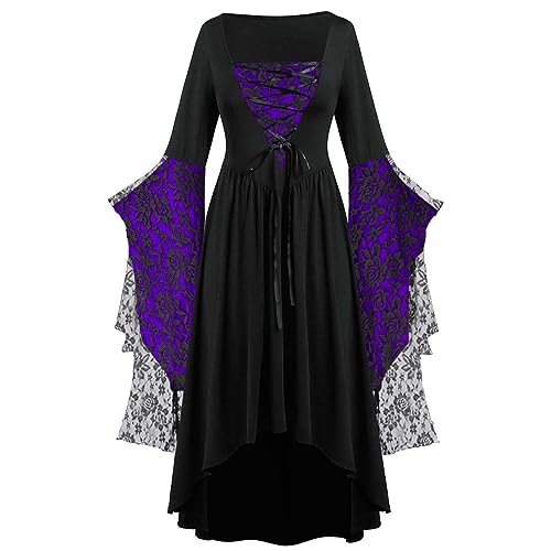 Halloween Kostüm Damen Gothic Kleid Kurz|Mittelalter Gebundene Taille Hexenkostüm|Vampir Renaissance Trompetenärmel Korsett|Erwachsene Karneval Steampunk Barock|Schwarz Plus Size Halloween Kostüm Damen Gothic Kleid Kurz|Mittelalter Gebundene Taille Hexenkostüm|Vampir Renaissance Trompetenärmel Korsett|Erwachsene Karneval Steampunk Barock|Schwarz Plus Size von Generic