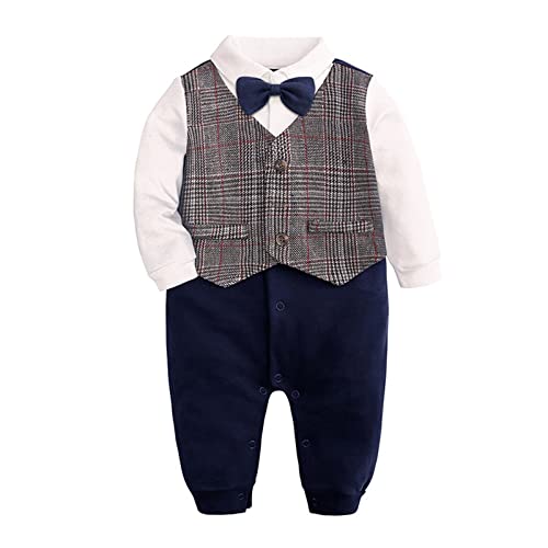 Halloween Kostüme Kinder Neugeborenes Baby Baumwolle Fliege Gentleman Langarm Strampler Overall Set Kleidung Schlafanzug Baby Bio (A, 0-3 Months) von Generic