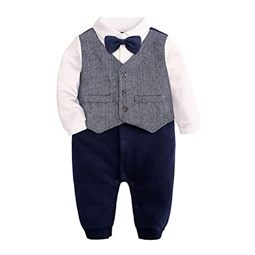 Halloween Kostüme Kinder Neugeborenes Baby Baumwolle Fliege Gentleman Langarm Strampler Overall Set Kleidung Schlafanzug Baby Bio (Grey, 0-3 Months) von Generic