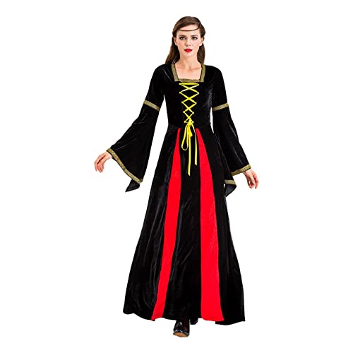 Halloween-Kostüme – Performance-Kostüm, weiches Halloween-Outfit | Bequemes Urlaubsoutfit, Nachtclub-Königin-Kostüm, langärmeliges Retro-Britisches Hofkönigin-Kleid für Weihnachten, Abschlussball, Par von Generic