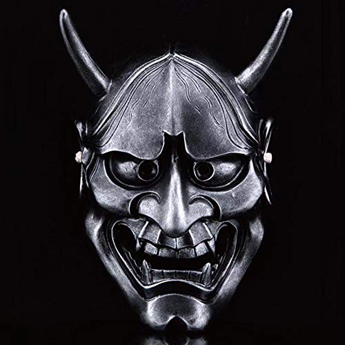 Halloween Mask Horror Erwachsene japanische Samurai Maske Creepy White Ghost Head Decor, Silber von Generic