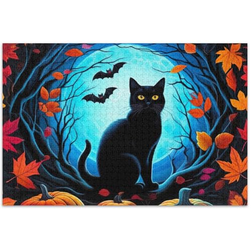 Halloween-Puzzle, schwarze Katze, Kürbisse, 500 Teile, für Erwachsene, Familie, Puzzle-Liebhaber, Geschenke, schwieriges großes Puzzle, Tier-Kunstdruck, 50 x 37 cm Halloween-Puzzle, schwarze Katze, Kürbisse, 500 Teile, für Erwachsene, Familie, Puzzle-Liebhaber, Geschenke, schwieriges großes Puzzle, Tier-Kunstdruck, 50 x 37 cm von Generic