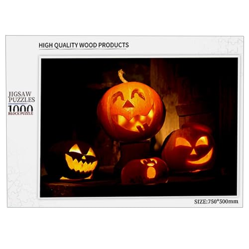 Halloween-Puzzle aus Holz, Halloween-Puzzles – schwierige Puzzles aus Holz mit Kürbislatern-Motiv – interaktives Puzzle für Kinder von 8 bis 10 Jahren, die Teile passen perfekt zusammen von Generic