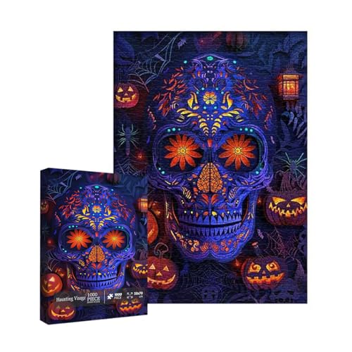 Halloween Puzzle für Erwachsene 1000 Teile Urlaub Puzzle Puzzle Zeitschaltuhr Klein Digital (White, 50X70CM) von Generic