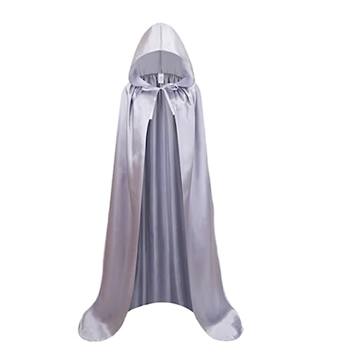 Halloween Umhange Umhang Long Cloak Unisex Robe Umhang fur Erwachsene Kinder,Silbrig,L von Generic