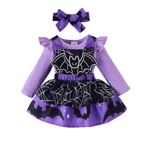 Halloween wojonifuiliy01 Mädchen-Outfits&Set - Baby Mädchen Halloween-Kürbis Sticken Röcke Neugeborenen Outfits (Purple, 0-3 Months) von Generic