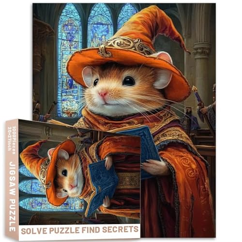 Hamster-Zauberer-Puzzle, mittelalterliches Kirchenpuzzle, 1000 Teile, 68,6 x 50,8 cm, bunt, DIY-Puzzles für Heimdekoration, Geschenke, Familienpuzzle, perfekt für Spieleabende Hamster-Zauberer-Puzzle, mittelalterliches Kirchenpuzzle, 1000 Teile, 68,6 x 50,8 cm, bunt, DIY-Puzzles für Heimdekoration, Geschenke, Familienpuzzle, perfekt für Spieleabende von Generic