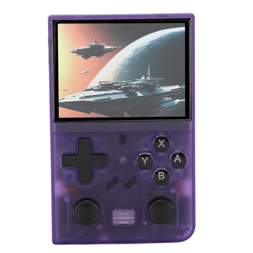 Handheld-Spielekonsole, 3,5-Zoll-IPS-Bildschirm, Tragbare Videospielkonsole, Präzise Steuerung mit 64 GB Kleiner Speicherkarte für Zuhause (Purple) von Generic