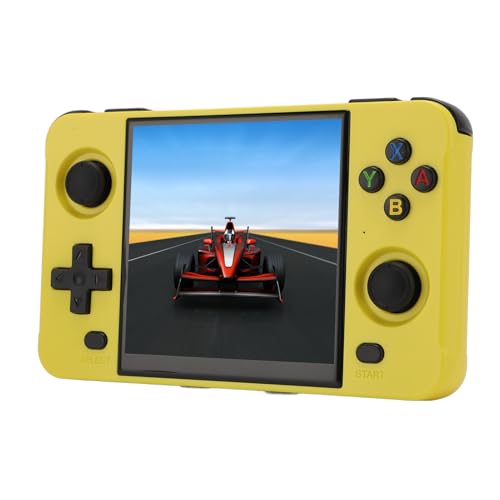 Handheld-Spielekonsole mit 4-Zoll-Bildschirm, Open-Source-Curved-Design, 2-Wege-Schutz-Handheld-Spielekonsole für Gängige 64-Bit-3D-Emulatoren (Yellow) von Generic