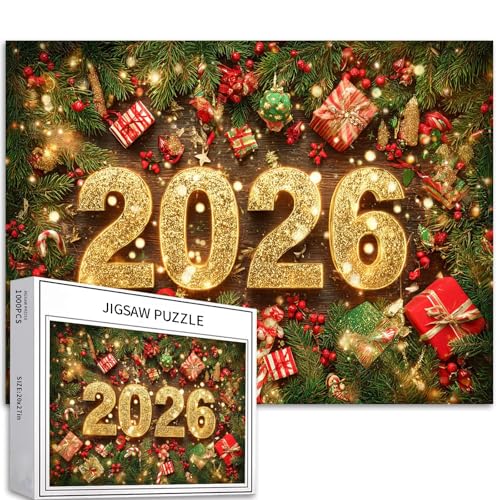 Happy 2026 Neujahrsposter 1000 Teile Puzzle für Erwachsene, Weihnachtsdekoration, Kunst-Puzzle, bunte DIY-Puzzles für Heimdekoration, Geschenke, Familienpuzzle, perfekt für Spieleabende, 70 × 50 cm Happy 2026 Neujahrsposter 1000 Teile Puzzle für Erwachsene, Weihnachtsdekoration, Kunst-Puzzle, bunte DIY-Puzzles für Heimdekoration, Geschenke, Familienpuzzle, perfekt für Spieleabende, 70 × 50 cm von Generic