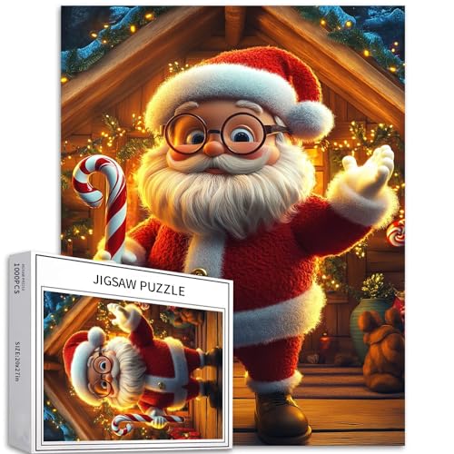Happy Cartoon Santa Claus 1000 Teile Puzzle für Erwachsene, riesiges Zuckerstangen-Kunst-Puzzle, herausfordernde Familienaktivitätsspiele, buntes DIY-Bastelpuzzle für Heimdekoration, Geschenke, 50,8 x Happy Cartoon Santa Claus 1000 Teile Puzzle für Erwachsene, riesiges Zuckerstangen-Kunst-Puzzle, herausfordernde Familienaktivitätsspiele, buntes DIY-Bastelpuzzle für Heimdekoration, Geschenke, 50,8 x von Generic