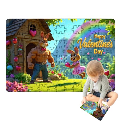 Hasen-Puzzle, Osterhasen-Puzzle | 130X Buntes Bastelpuzzle „Fröhlicher Valentinstag“ für die Inneneinrichtung,Schönes, hirnforderndes Puzzle für Erwachsene und Familien von Generic