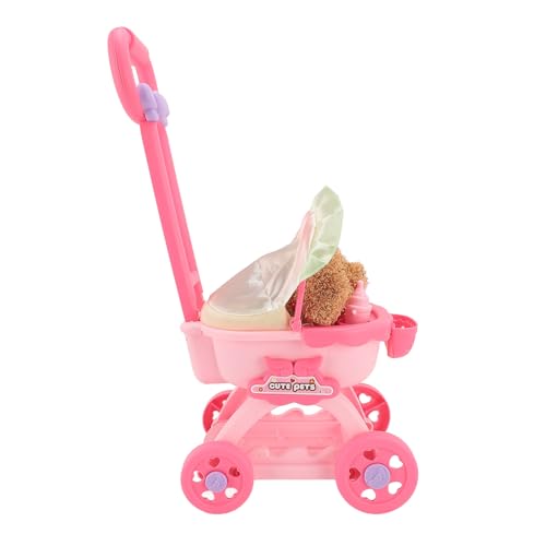 Haustier-Puppen-Kinderwagen-Spielzeug-Set, Lustiges Simulationshund-Haustier-Kinderwagen-Spielzeug für (Teddy) von Generic