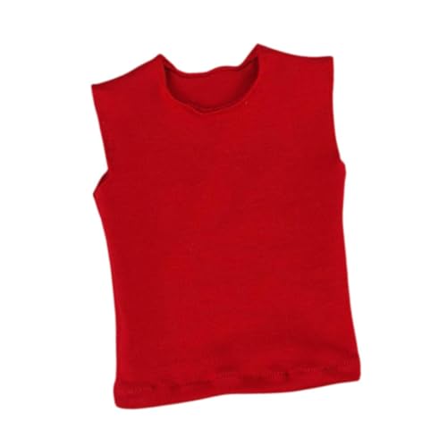 Herren-Figuren, T-Shirt, ärmellose Weste, 1:6 Mini-Puppenkleidung für 30,5 cm große männliche Soldatenfiguren, Rot von Generic