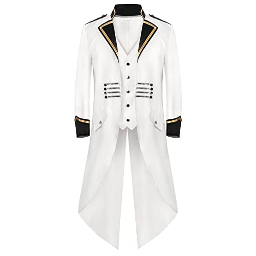 Herren Steampunk Frack, Karneval Kostüm Gothic Kleidung Herren, Smoking Herren Viktorianischen Retro Mittellang Mantel Punk Jacke Fasching Karneval Cosplay Kostüm Smoking Jacke Uniform Schwarz von Generic