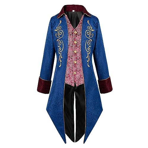 Herren Steampunk Mantel, Karnevalskostüme Herren Gothic Jacke Für Herren, Smokings Für Herren Gothic Steampunk Vintage Tailcoat Jacke Mittelalter Viktorianischen Gehrock Uniform Cosplay Kostüm von Generic