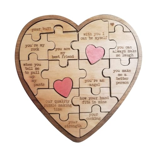 Herzförmiges Holzpuzzle zum Valentinstag Herzförmiges Puzzle zum Valentinstag Puzzle „Ich und Du“ Einzigartiges Puzzle zum Valentinstag und Jahrestag (16 schnelle Puzzles) SzL43 (Coffee, 10cm) von Generic