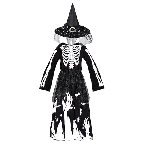 Hexenkostüm-Set für - Halloween Zauberer Outfit für Zauberer Outfit für Zauberer Cape & Hexenhut | Komplettes Hexenkostüm für Mädchen - Besen und Zauberstab Set von Generic