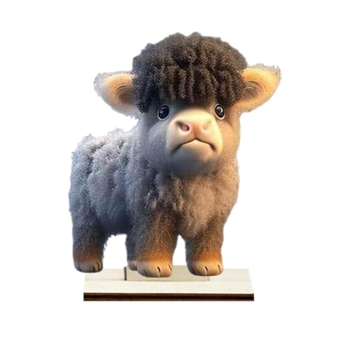 Highland Cow Dekorationen | Holz-Cartoon-Rinderfiguren, Rustikale Kuh-Figur, Holz-Sammelfiguren Für Tisch, Kamin, Abgestuftes Tablett von Generic