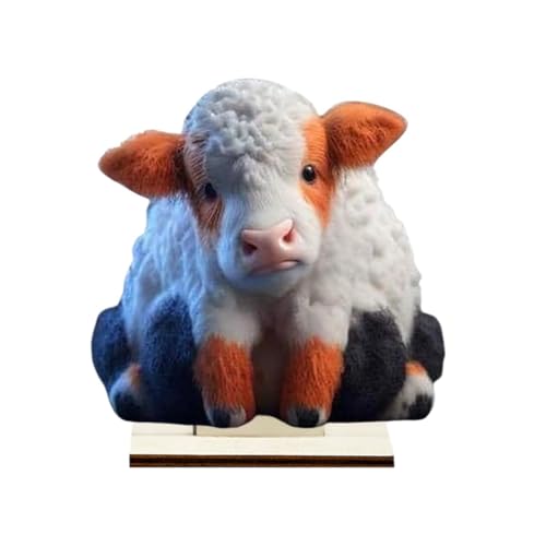 Highland Cow Dekorationen | Holz-Cartoon-Rinderfiguren, Rustikale Kuh-Figur, Holz-Sammelfiguren Für Tisch, Kamin, Abgestuftes Tablett von Generic