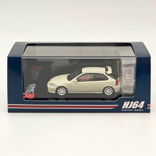 Hobby Japan 1/64 für Civic Type R (EK9) 1997 Meisterschaft Weiß mit Motor HJ643016AW Druckguss Modelle Autosammlung Auto Spielzeug Geschenke von Generic