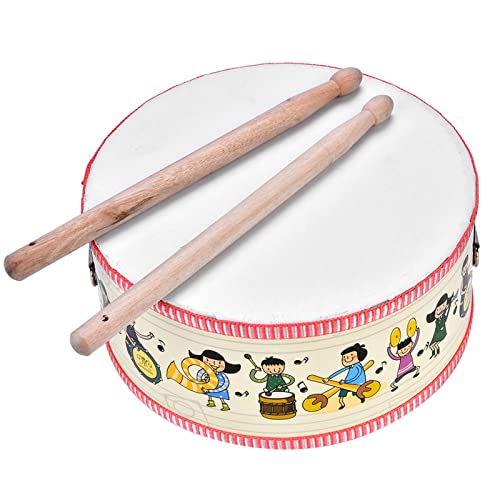 Hölzerne Handheld Hand Drum Musical Percussion Instrument Kinderspielzeug Kompakt Poliert Poliert Hübsches Muster Spaß Sing Dance Partys Kinderspiele von Generic