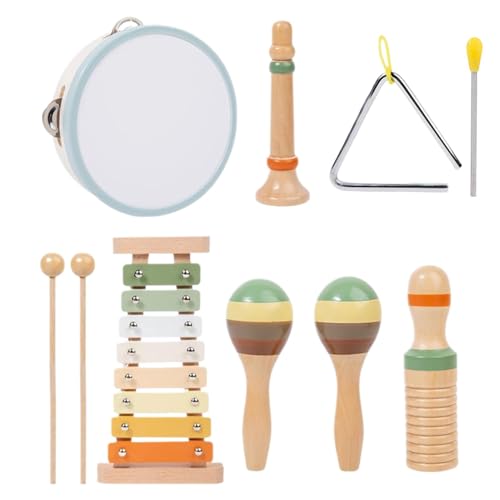 Hölzerne Musikinstrumente Set - Kindermusikinstrumentset, Kindermusikspielzeugset | Frühes Lernen von Percussion -Spielzeugen, pädagogische Holzpercussion -Spielzeuge, Musikinstrumente für Entwicklung von Generic