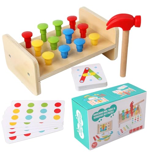 Hölzernes Hammerbank-Spielzeug – Hammer- Und Nagel-Spielset-Spielzeug, Holzhammer- Und Nagel-Spielzeugset | Puzzle-Aufklärungs-Vorschul-Lernspielzeug Für Geburtstag, Kindertag, Weihnachten Und Ostern von Generic