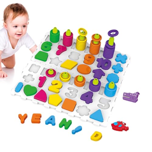 Holz-Buchstaben-Matching-Spiel, Zahlen-Form-Matching-Spiel,Holz-Buchstaben-Zahlen-Matching-Puzzlespiel - Form- und Farberkennungsspiel für Mädchen, Kinder von Generic