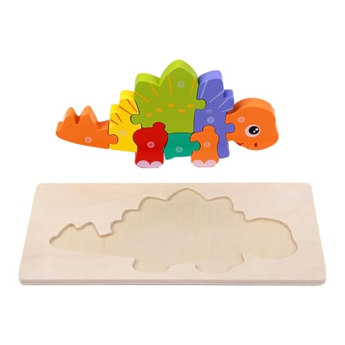 Holz-Dinosaurier-Puzzles, pädagogisches -Cartoon-Puzzle, Lernspielzeug Cartoon Dinosaurier Puzzle Puzzle Spielzeug, Lustiges Sinnesspielzeug, frühes Lernpuzzlespielzeug für Kinder ab 3 Jahren von Generic