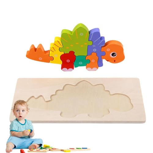 Holz-Dinosaurier-Puzzles, pädagogisches -Cartoon-Puzzle,Pädagogische Cartoon-Tier-Puzzle-Puzzle-Spielzeuge - Lustige sensorische Kinder-Puzzlespielzeuge für Vorschulkinder und Kinder über 3 Jahre von Generic