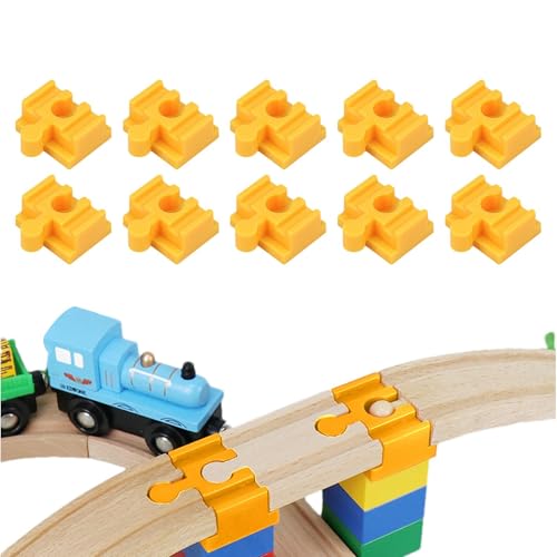 Holz-Eisenbahn-Gleisverbinder,Holz-Eisenbahn-Gleisverbinder | Schienenadapter für Holzeisenbahn - Holz-Eisenbahngleis-Set, 10 Stück, Holz-Eisenbahngleis-Adapter-Verbindungsstücke für Kinder ab 3 Jahre von Generic