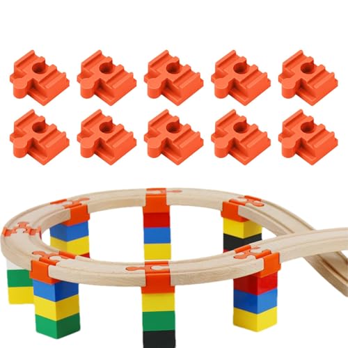 Holz-Eisenbahn-Gleisverbinder,Holz-Eisenbahn-Gleisverbinder | Verbindungsstücke für Spielzeugeisenbahn-Set | Set mit 10 Eisenbahnschienen-Zubehörteilen aus Holz für Kinder ab 3 Jahren, Gleisverbindung von Generic