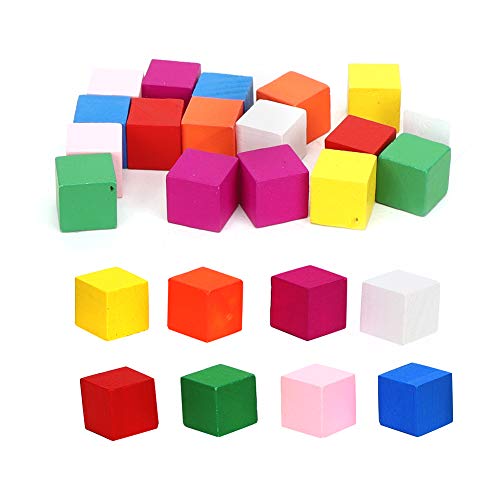 Holzbausteine, Kiefernholz Geometrie 2 Sätze Farbiger Block Set Farbige Blockaufklärung Frühaufschuldung Spielzeug (20mm25 Stück) von Generic