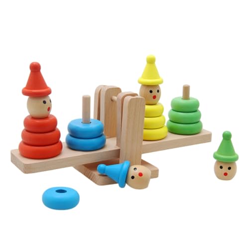 Holzbausteine,Stapelbausteine ​​ | Clown Stapelspielzeug Holz-Balance-Bausteine ​​ | Ring-Motorik-Bauspielzeug, Vorschul-Lernspielzeug für von Generic