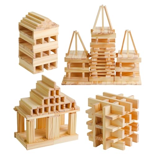 Holzbausteine – 100 Stück Planken-Bauspielzeug | Holzbausteine für Kinder | Konstruktionsspielzeug Holzspielzeug für Kleinkinder | Feinmotorikspielzeug für Kinder, Holzklötze für Kinder im Vorschu von Generic