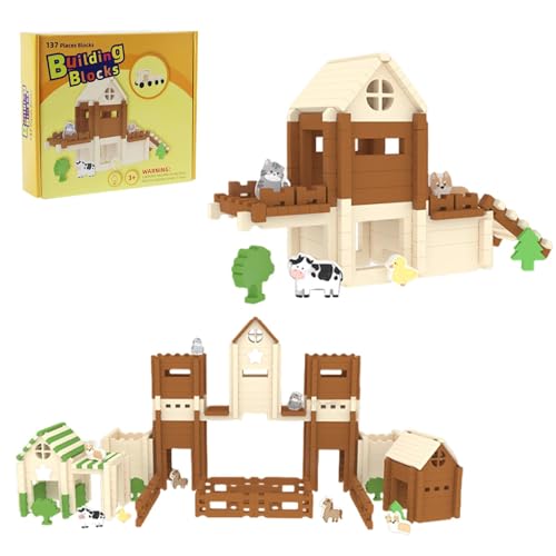 Holzbausteine – Holzbausteine-Set für Kleinkinder, interaktiver Baustein | Kinder-Holzbausteine-Spielzeug mit einzigartigem Rillenmuster, Einsteckzapfen-Holzbaustein-Sets für Übungen von Generic