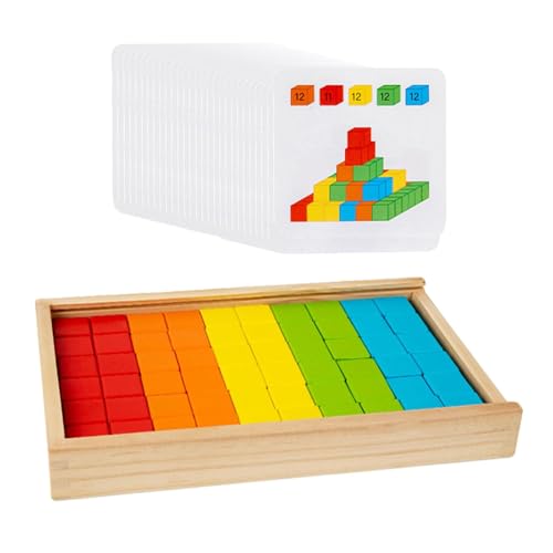 Holzbausteine-Set, Aktivitätsspielzeug für die frühe Entwicklung, Holzstapelspiel mit Karten, buntes Stapelspielzeug für Kleinkinder und Jungen Holzbausteine-Set, Aktivitätsspielzeug für die frühe Entwicklung, Holzstapelspiel mit Karten, buntes Stapelspielzeug für Kleinkinder und Jungen von Generic