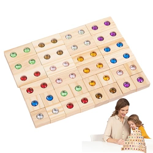 Holzbausteine-Set | Bausteine-Spielzeug-Regenbogen-Set für Kinder, Acryl-Stapel-Regenbogenturm-Spiel, Sensorik-Konstruktionsspielzeug für und Mädchen von Generic