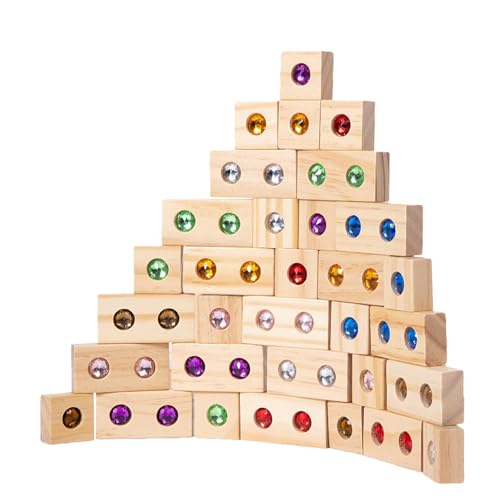 Holzbausteine-Set – Holz-Bausteinset für Kinder zum Regenbogenbauen | Regenbogen-Acrylblock-Konstruktionsspielzeug, pädagogisches sensorisches Lernspielzeug von Generic