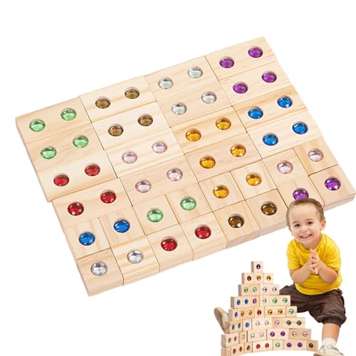 Holzbausteine-Set – Regenbogen-Stapelwürfel-Spielzeugset, Regenbogen-Stapelturm-Spiel | Klassisches Bauspielzeug, Acrylblockkonstruktion, lernendes Stapelspielzeug für Kleinkinder ab 3 Jahren von Generic