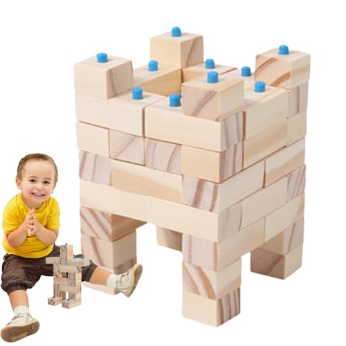 Holzbausteine für die Kinder, Holzbausteine Set – kleines Architekten-Bauspielzeug | Vorschul-Lernspielzeug für und Mädchen von Generic