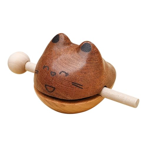 Holzblock-Musikinstrument, Tempel-Holzfisch - Schlaginstrument Katzenfigur Holzfisch | Kreative niedliche lustige Musikinstrument-Desktop-Ornament für Zuhause von Generic