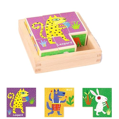 Holzblock-Puzzle-Spielset: Lehrreiches 3D-Nutztier für Kinder RFl276 (C, 13x13x4.5) von Generic