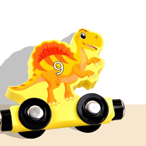 Holzeisenbahn-Set, Dinosaurier-Zug,Hölzernes Dinosaurier-Zug-Modellspielzeug | Magnetisches Zahlenzug-Set, interaktives, farbenfrohes Feinmotorikspielzeug für Kinder im Alter von 3–5 Jahren von Generic