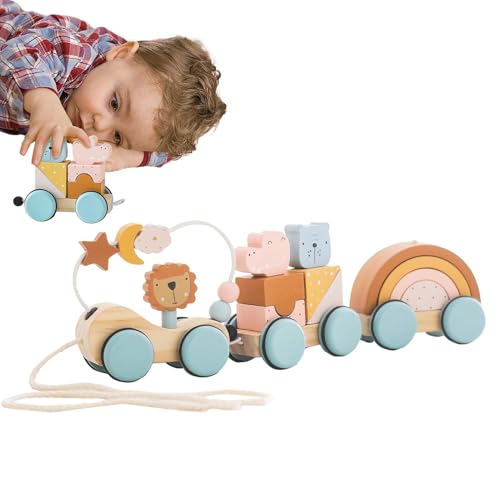 Holzklötze, Holzeisenbahn-Blöcke – Kinder-Tierzug-Block-Set, Kleinkind-Tierzug-Spielzeug, Regenbogen-Zug, Pädagogische Holzklötze, Tierthema Für Kleinkinder, Kinder-Holzeisenbahn-Block, Regenbogen-Tie von Generic