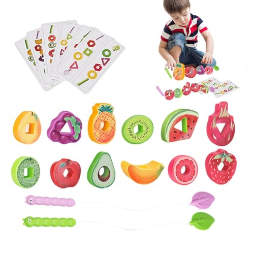 Holzperlen zum Auffädeln, Spielzeug zum Auffädeln von Holzschnüren, Obstschnur-Set, Holzschnürspielzeug, Holzblöcke mit Obstmotiv Holzperlen zum Auffädeln, Spielzeug zum Auffädeln von Holzschnüren, Obstschnur-Set, Holzschnürspielzeug, Holzblöcke mit Obstmotiv von Generic